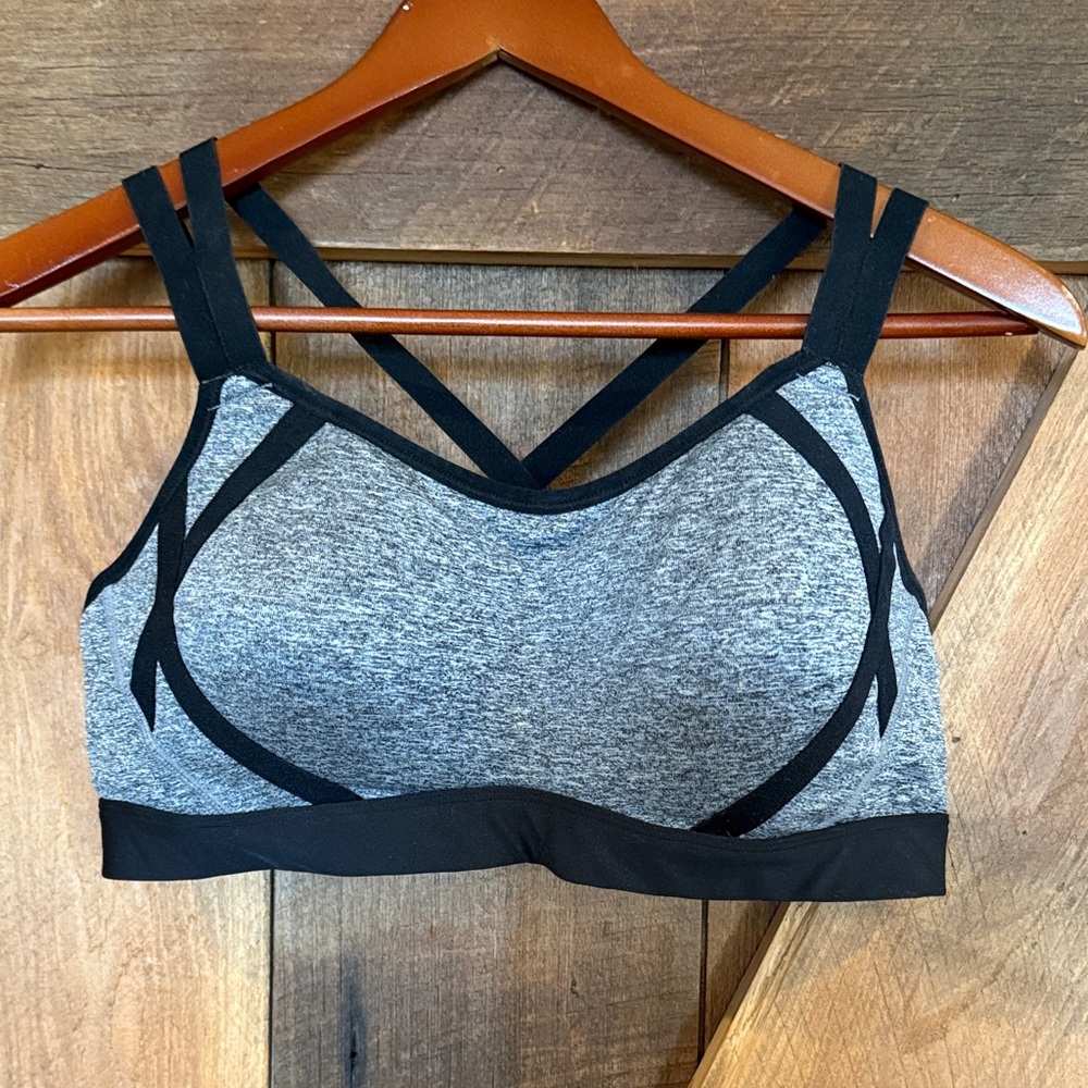 Marika Grey Heather & Black Strappy Sports Bra
